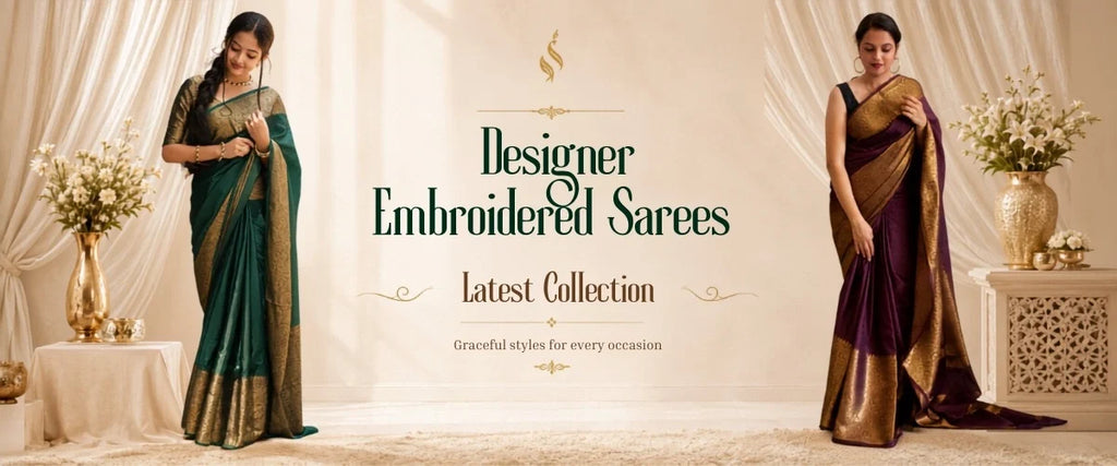 Buy Designer Embroidery Sarees Online | Embroidered Sarees Latest Collection