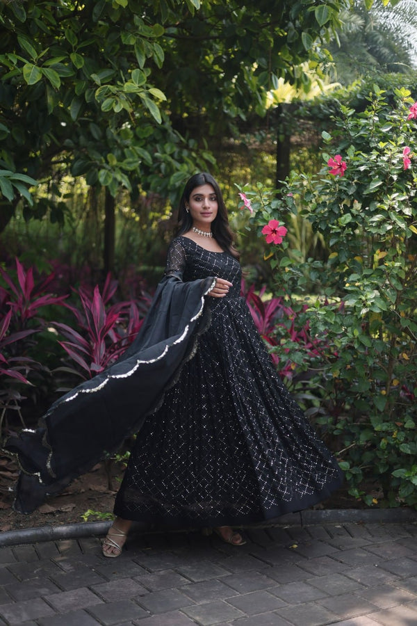 Women Beauty Perfect Embroidery Work Gown with Dupatta