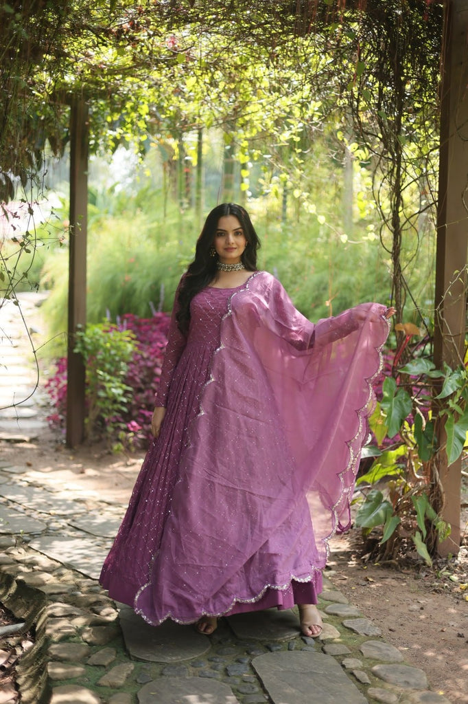 Women Beauty Perfect Embroidery Work Gown with Dupatta