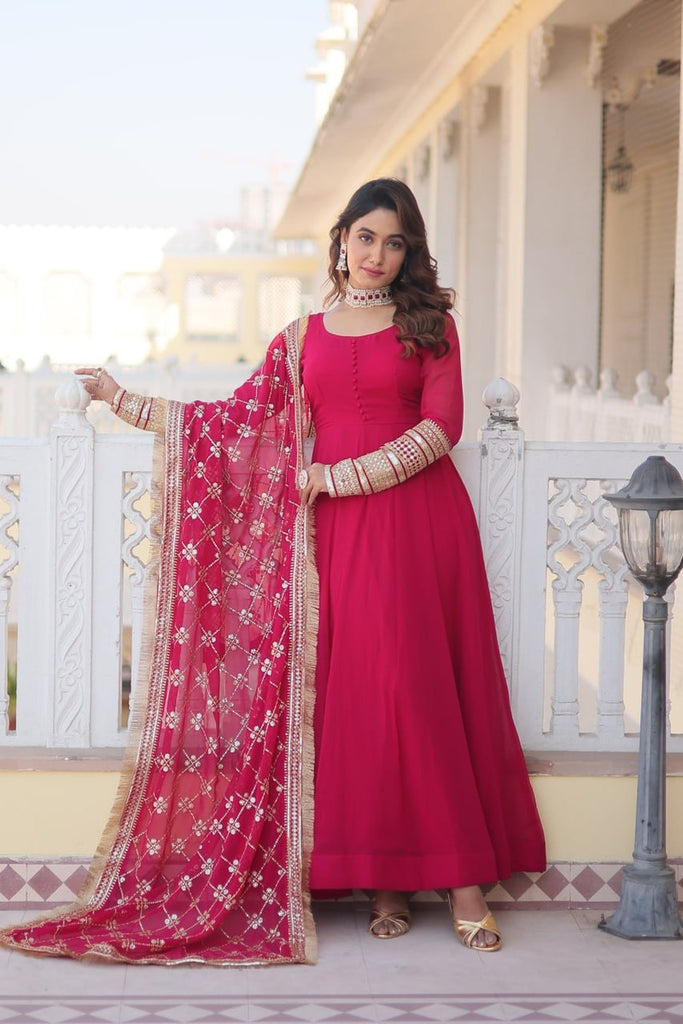 Embroidery Royal Elegance Gown with Dupatta Set – Skyparrow