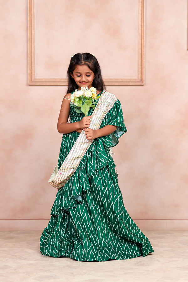 Green Leheriya Baby Chaniya Choli With Blazer