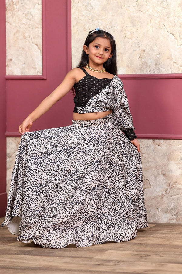 Leopard Print Baby Chaniya Choli With Designer Blouse