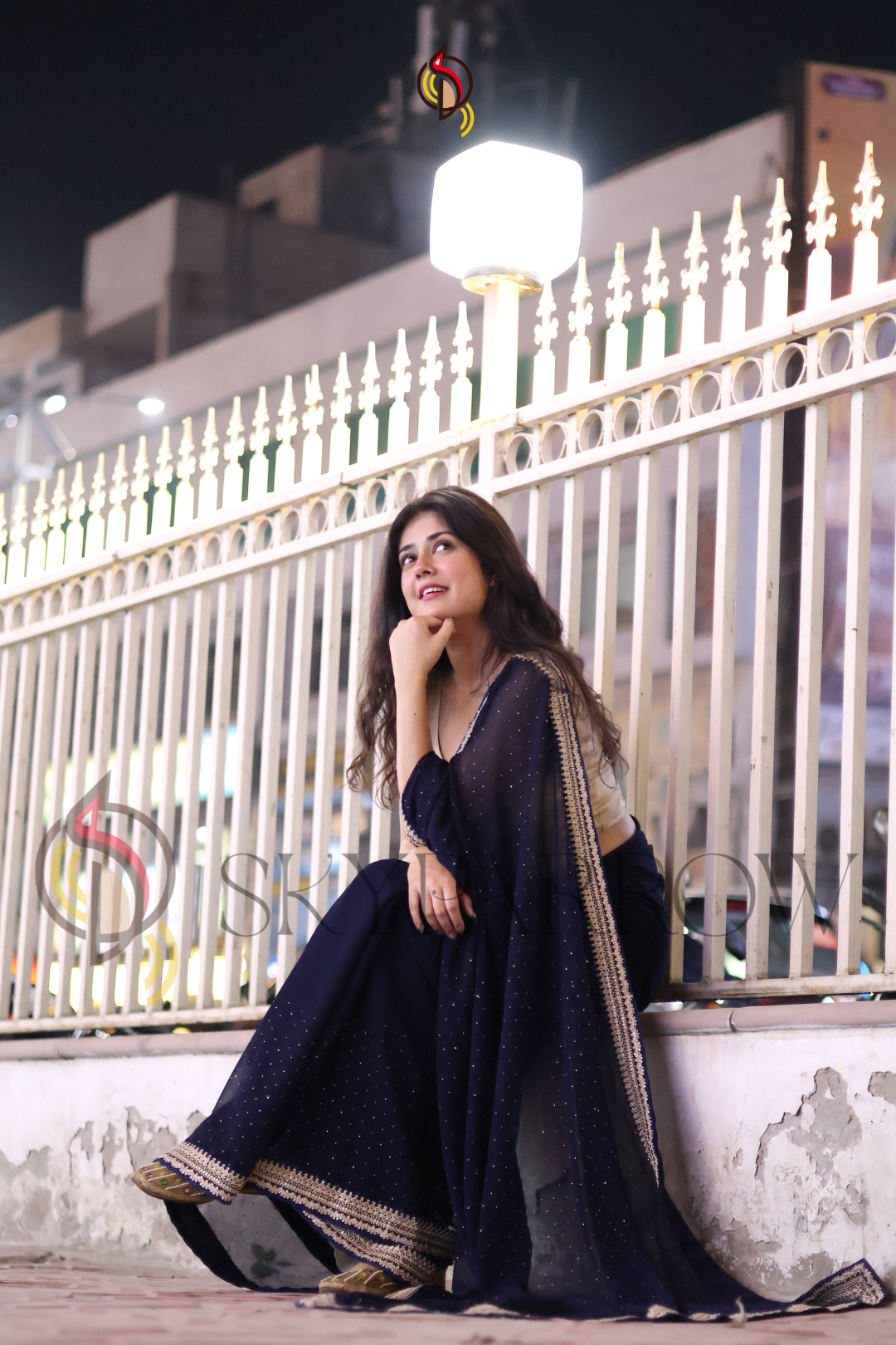 Georgette Saree with Siroki Stone Work and Matching Georgette Blouse