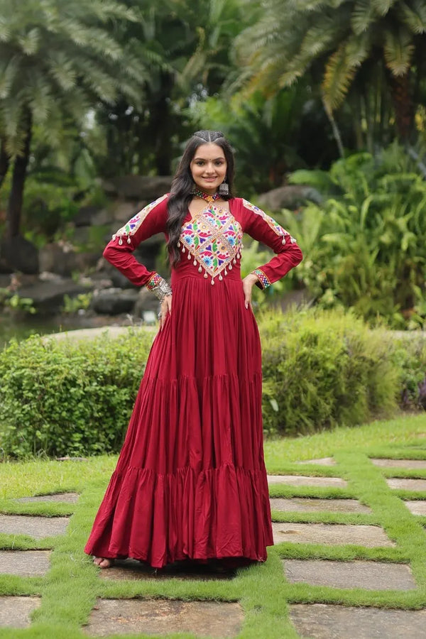 Elegant Maroon Navratri Gown Stylish and Festive