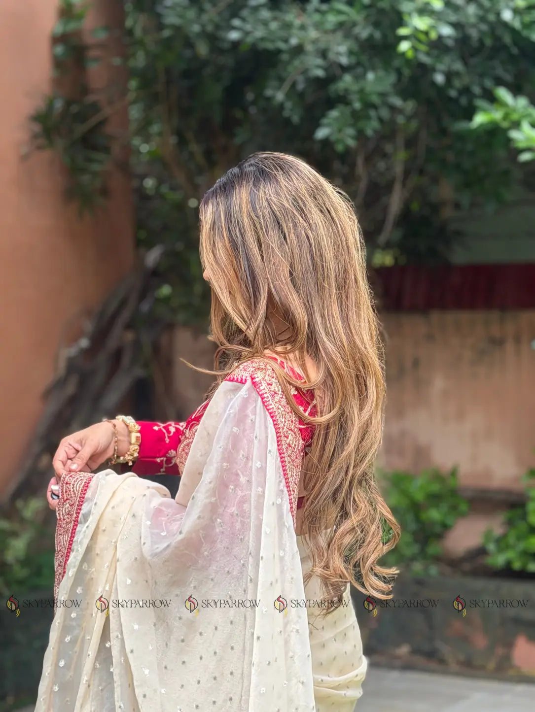 Moss Butti Embroidered Designer Saree