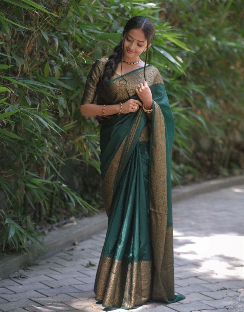 Stylish Soft Lichi Silk Jacquard All Over Saree