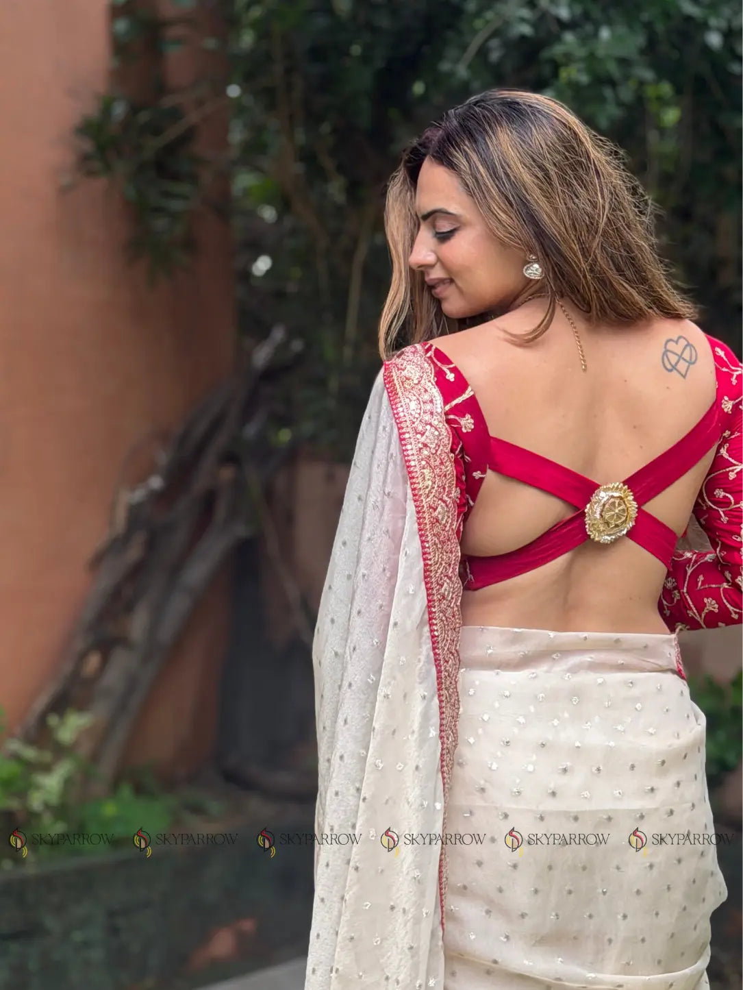 Moss Butti Embroidered Designer Saree