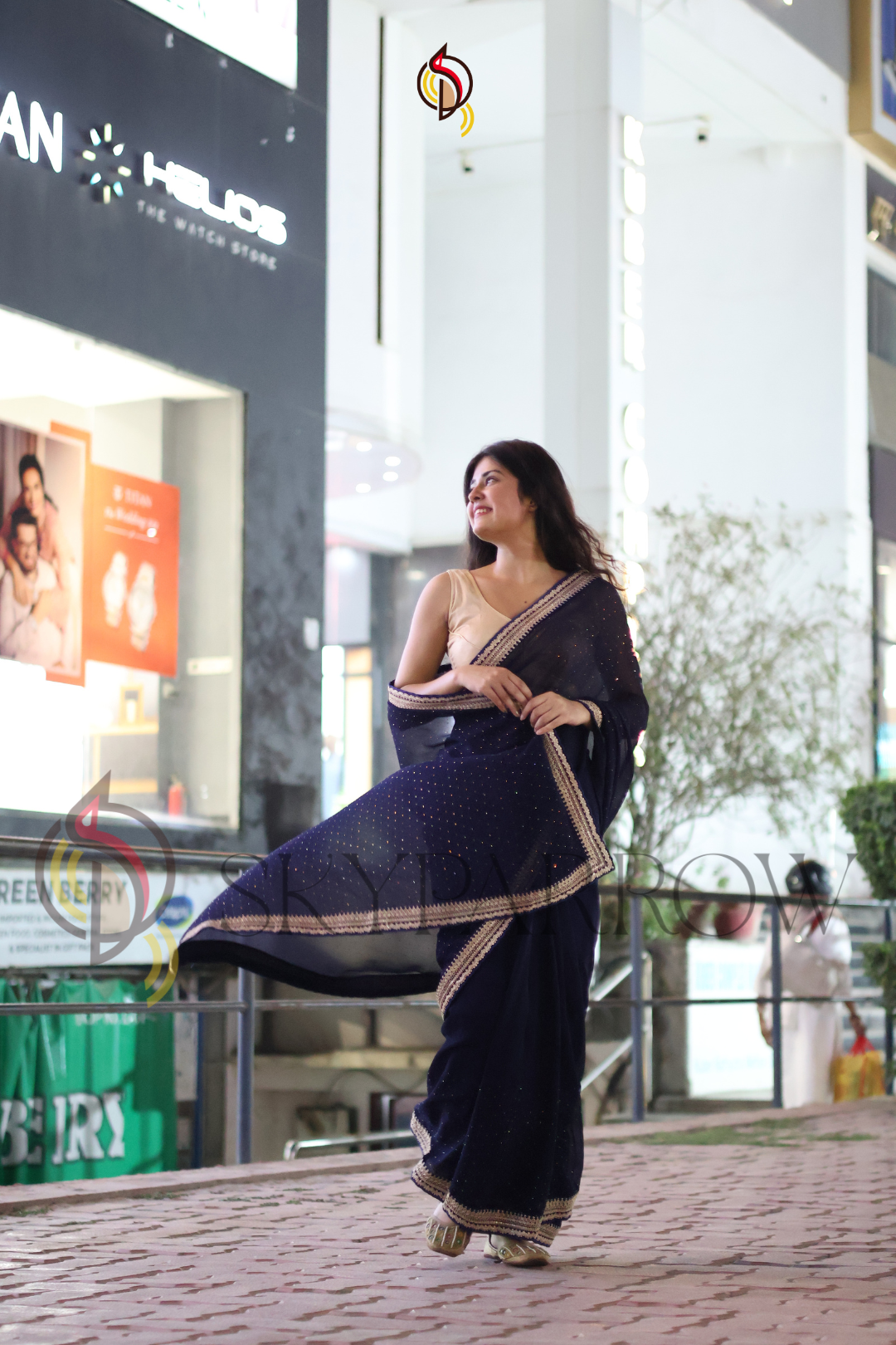 Georgette Saree with Siroki Stone Work and Matching Georgette Blouse
