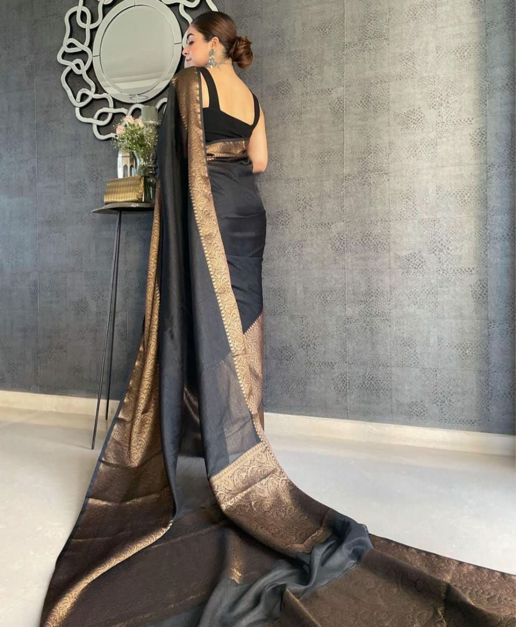 Stylish Soft Lichi Silk Jacquard All Over Saree