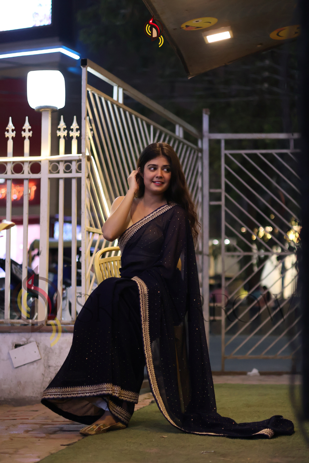 Georgette Saree with Siroki Stone Work and Matching Georgette Blouse