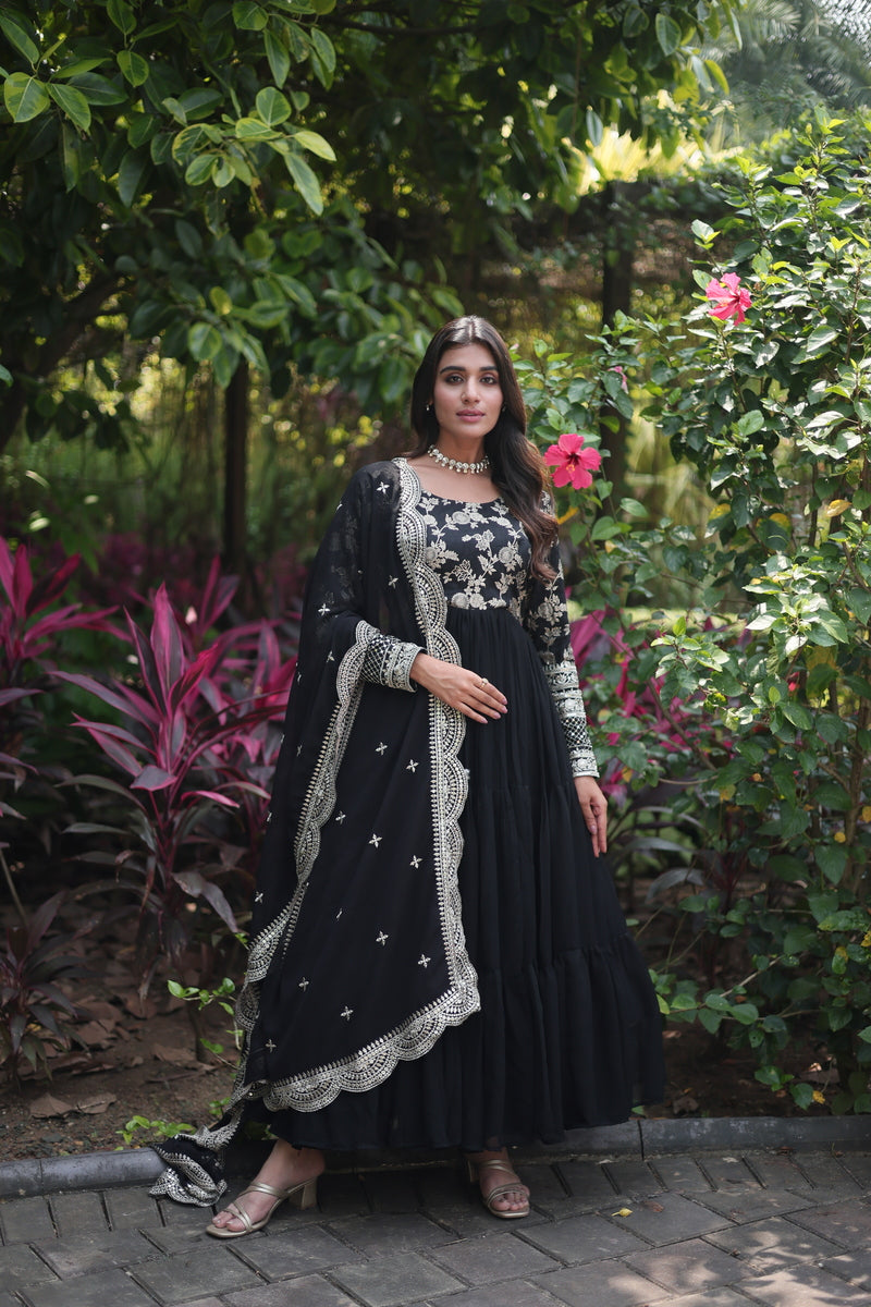 Traditional Elegance Anarkali Gown and Dupatta Set