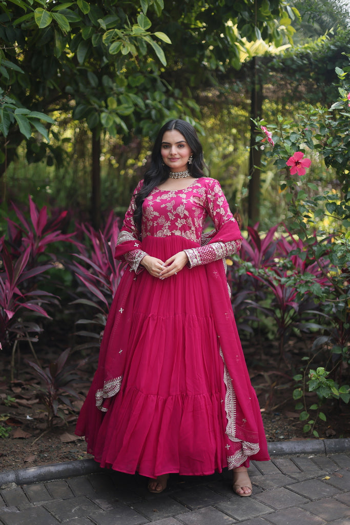 Traditional Elegance Anarkali Gown and Dupatta Set