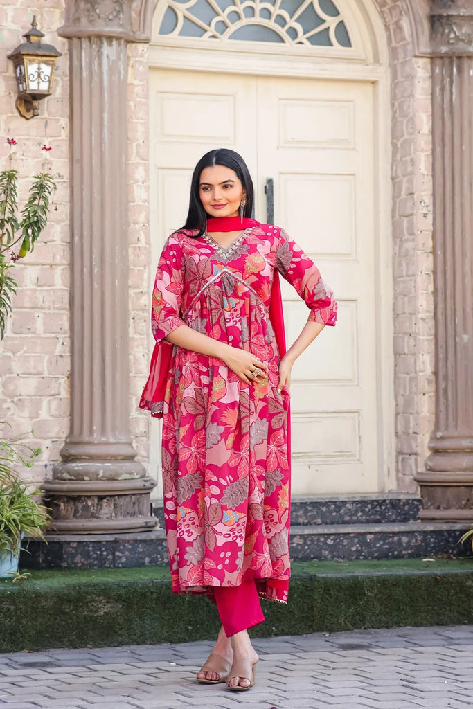 Alia Cut Suits with Pants and Dupatta Set