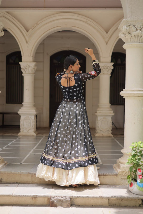 Designer Kora Cotton Lehenga with Bandhani Print Faux Georgette Kurti