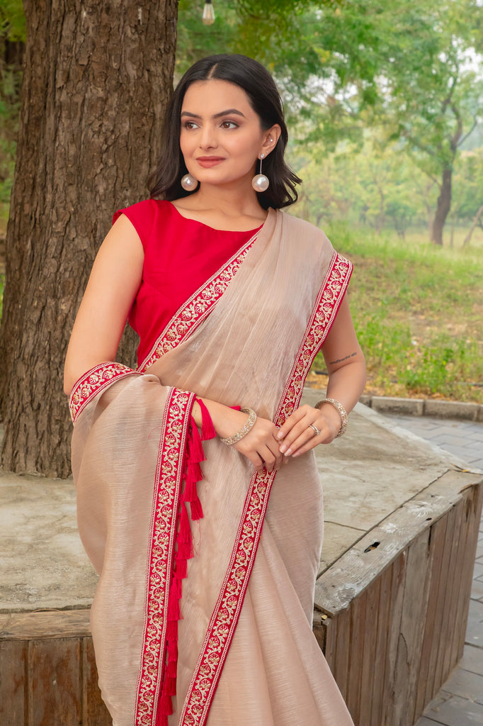 Graceful Jimichu Tissue Saree with Artistic Sequin & Thread Butta Design