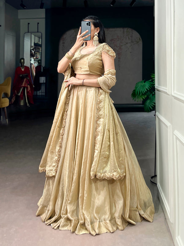 Beige Embroidered Fendi Lehenga Choli Set