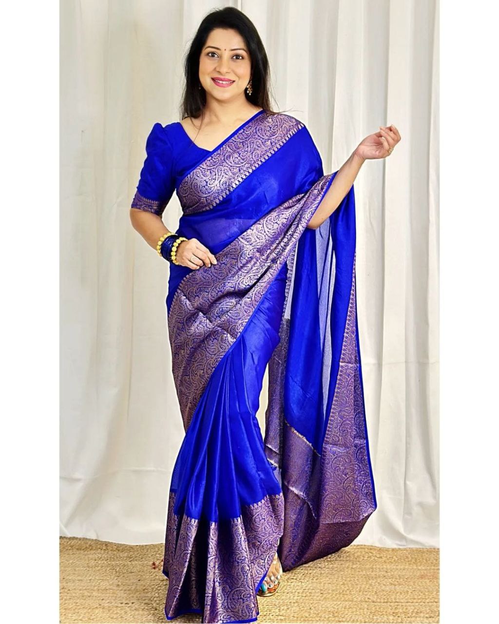 Stylish Soft Lichi Silk Jacquard All Over Saree