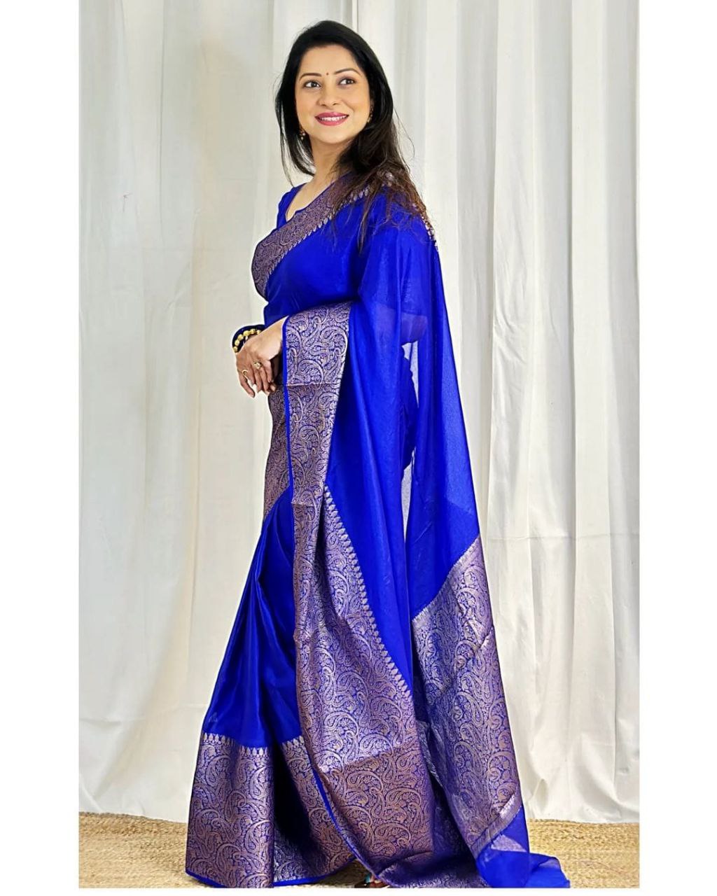 Stylish Soft Lichi Silk Jacquard All Over Saree
