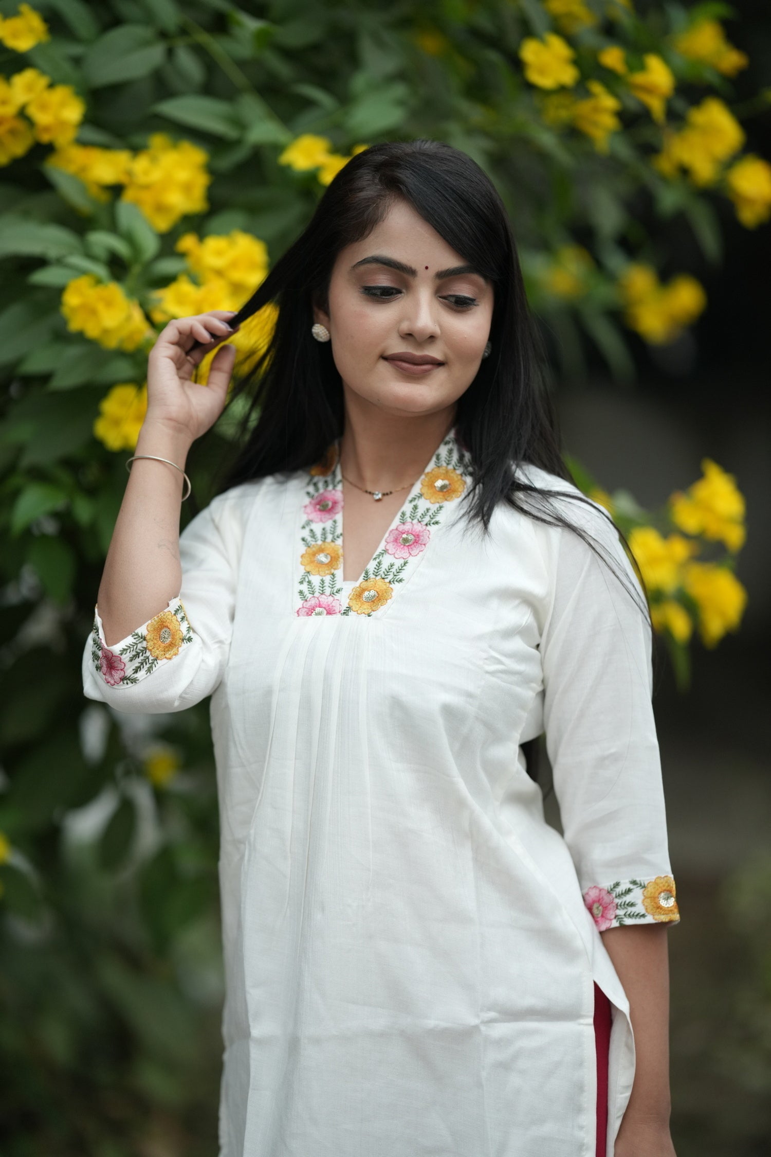 V-Neck Embroidery Designer Kurti