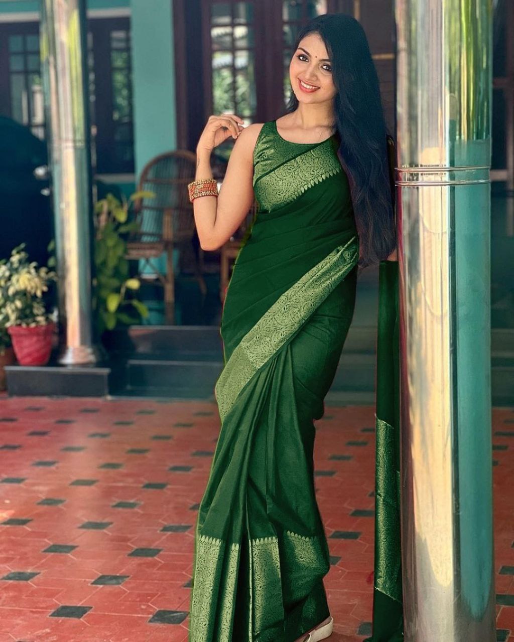 Stylish Soft Lichi Silk Jacquard All Over Saree