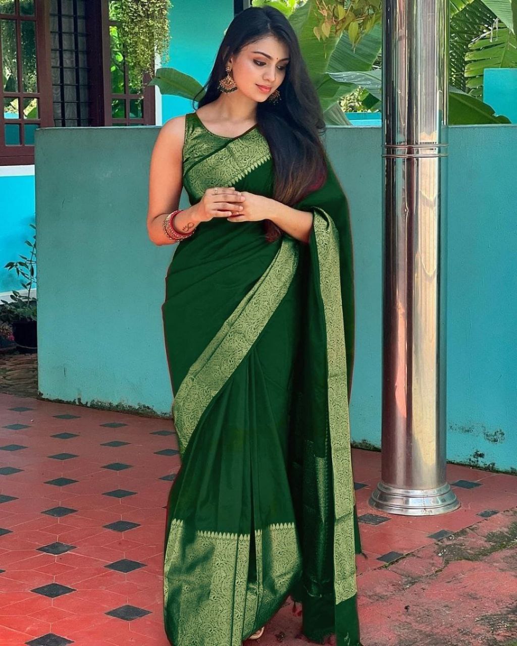 Stylish Soft Lichi Silk Jacquard All Over Saree