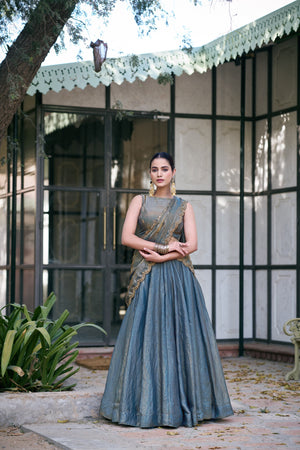 Grey Sequin Embroidered Fendi Lehenga Choli Set