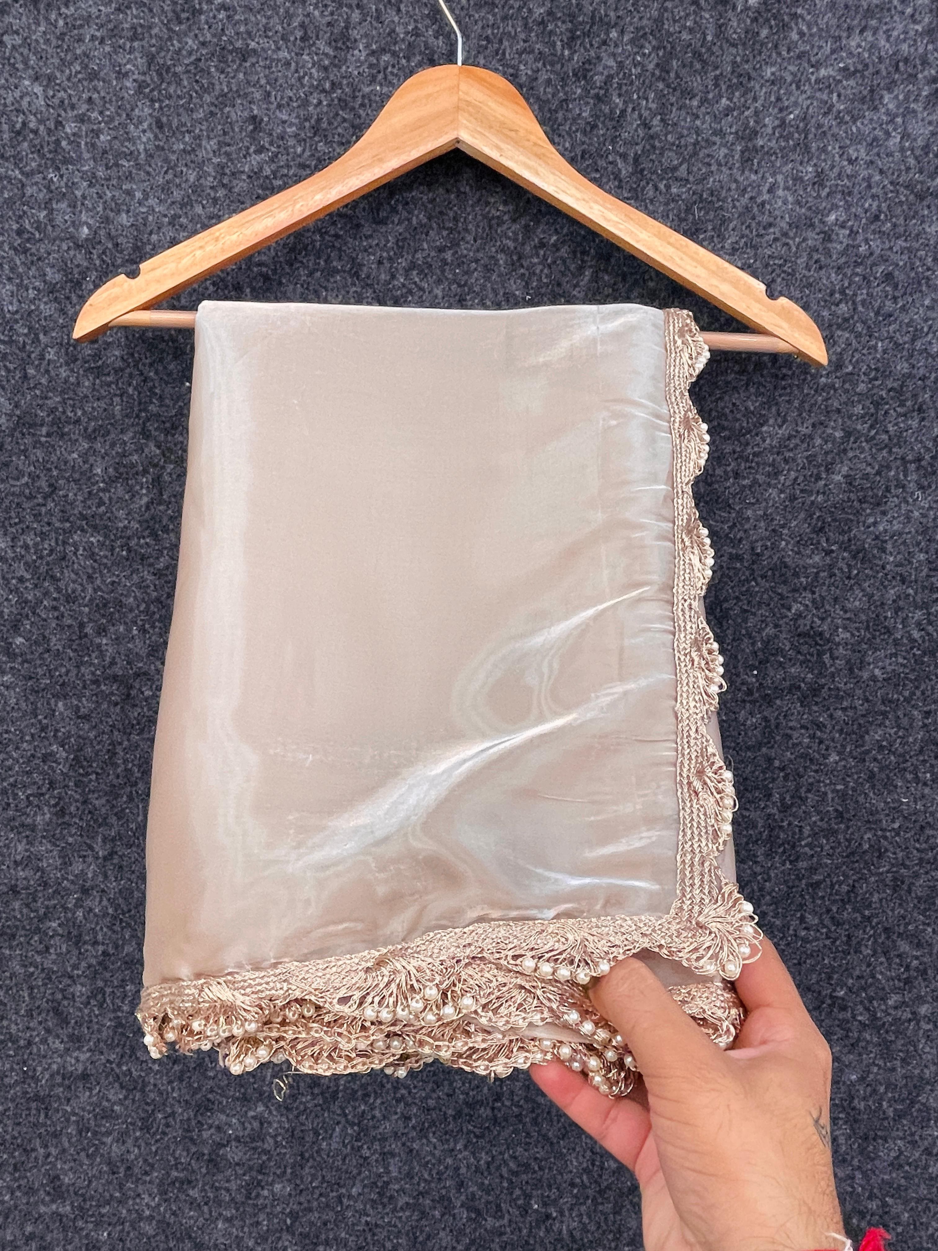 Stunning Jimichu tissue Saree with Pearl Dori Lace