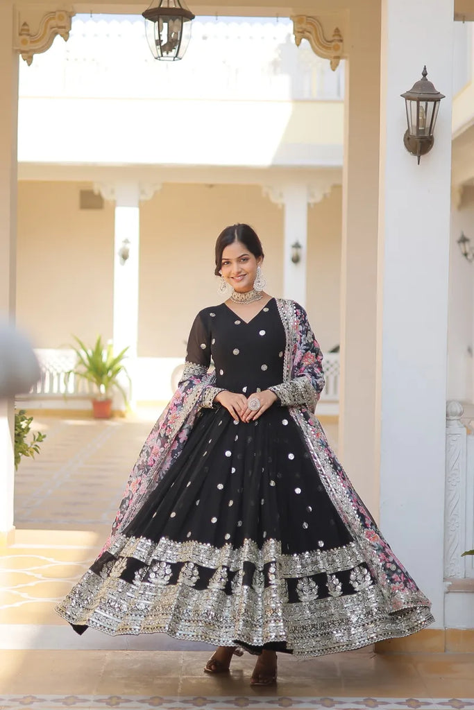 Stunning Embroidered Anarkali Gown Set