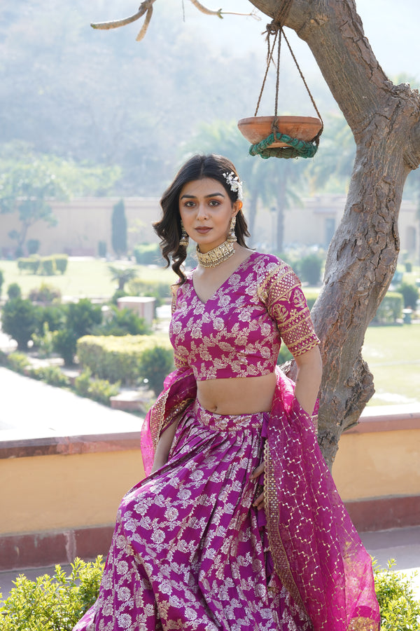 Stunning Embroidered Jacquard Engagement Wear Lehenga Choli