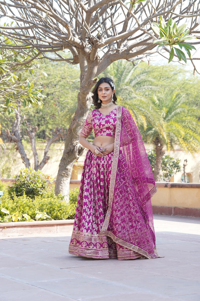 Stunning Embroidered Jacquard Engagement Wear Lehenga Choli