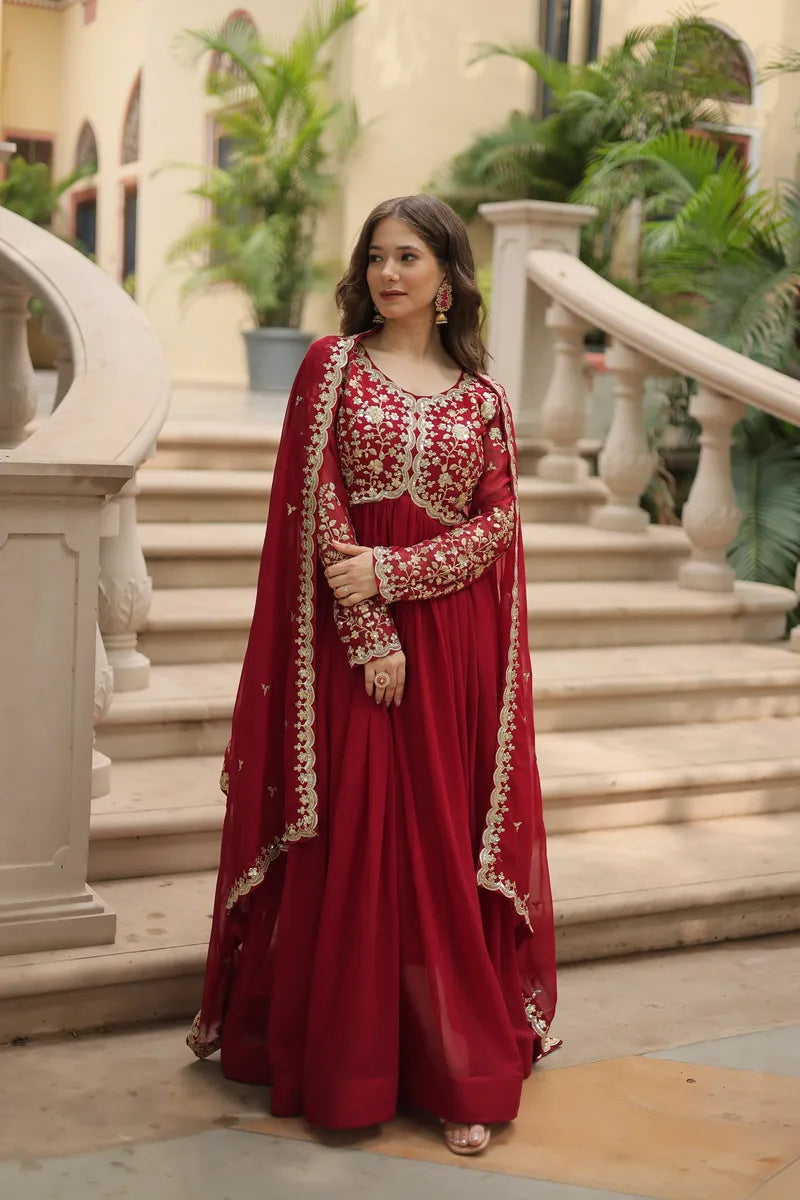 Elegant Multi Embroidered Anarkali Gown with Sequins for Every Occasion