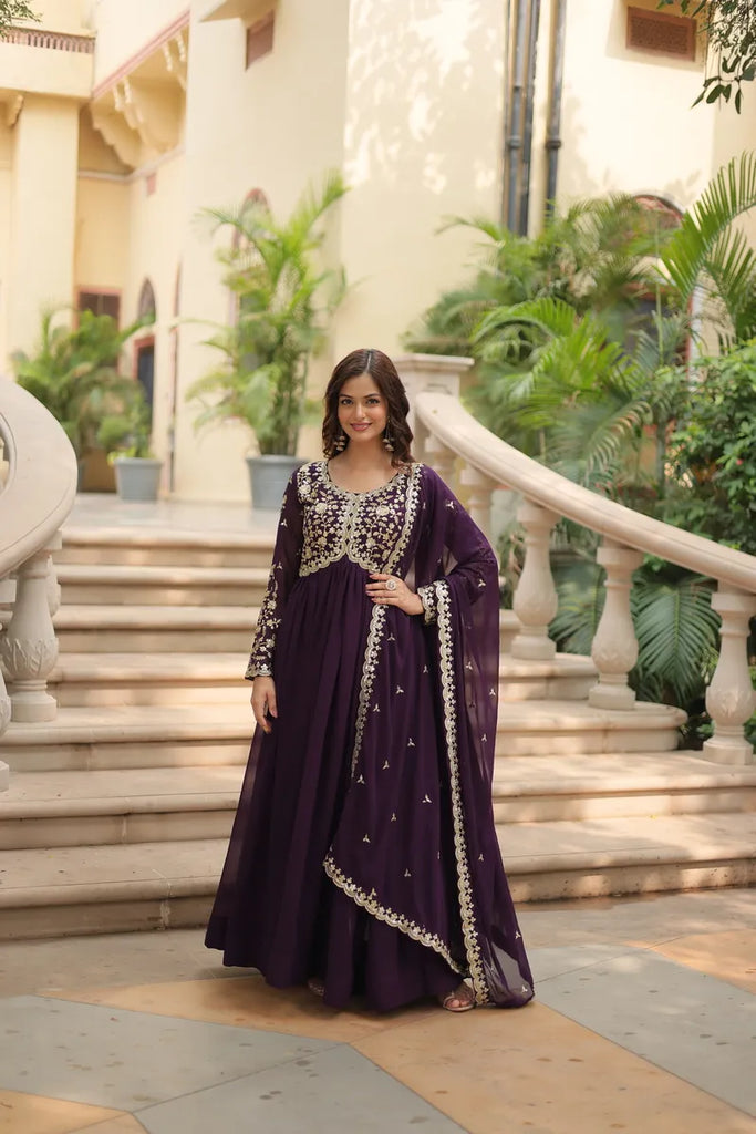 Elegant Multi Embroidered Anarkali Gown with Sequins for Every Occasion