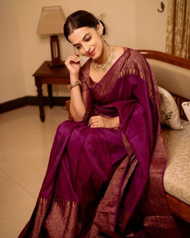Stylish Soft Lichi Silk Jacquard All Over Saree