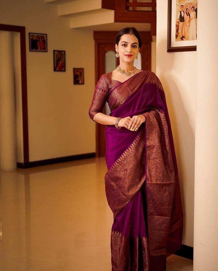 Stylish Soft Lichi Silk Jacquard All Over Saree