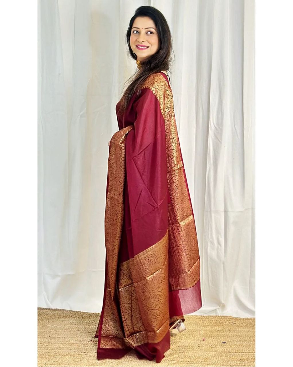 Stylish Soft Lichi Silk Jacquard All Over Saree