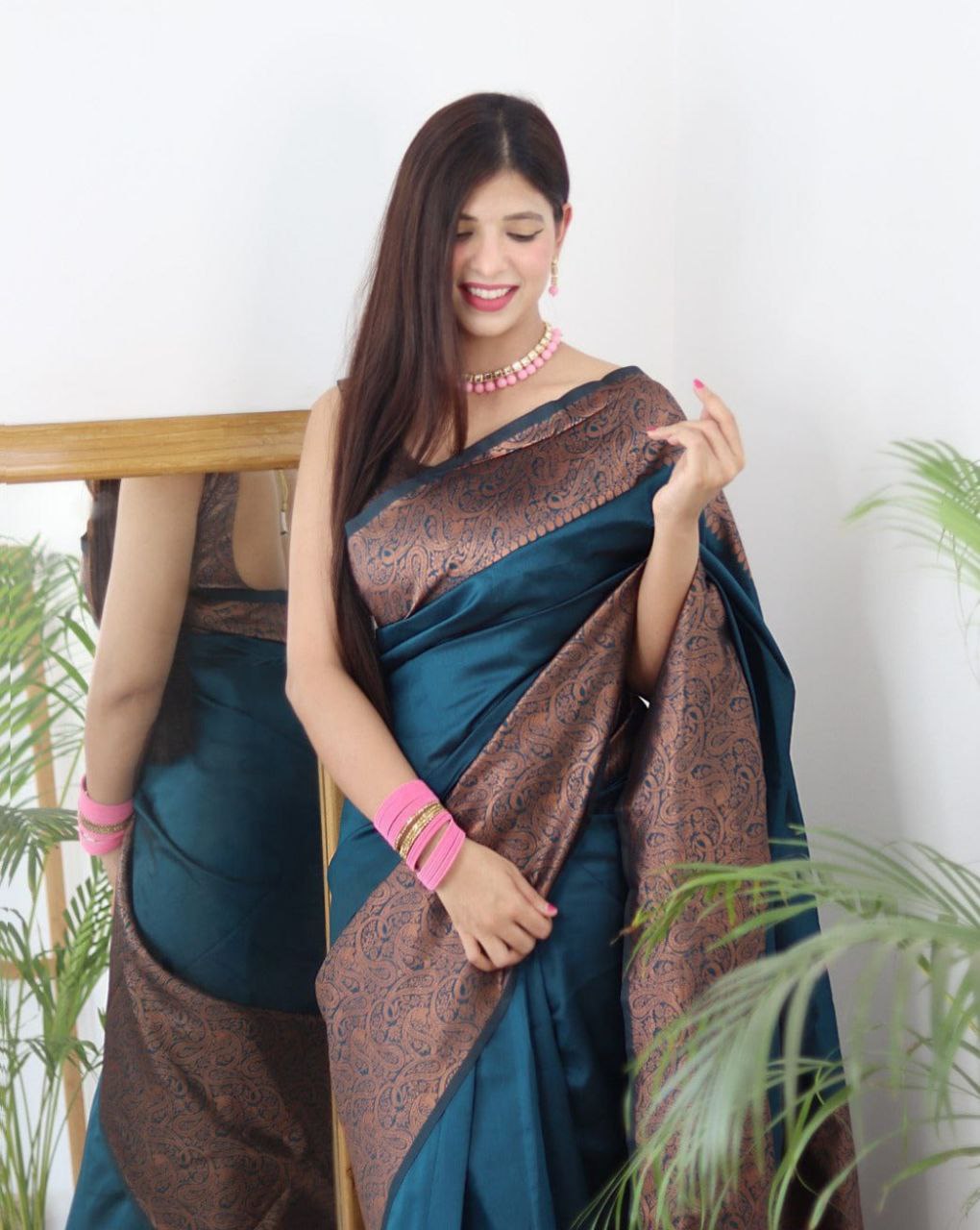 Stylish Soft Lichi Silk Jacquard All Over Saree
