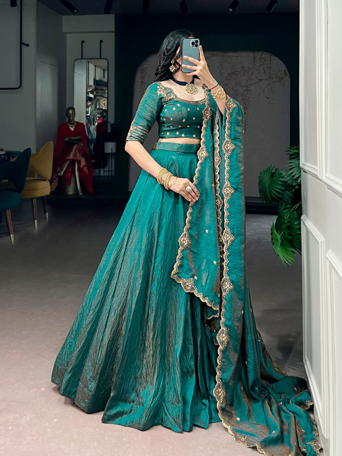 Peacock NC Silk Lehenga Choli Set with Embroidered Dupatta