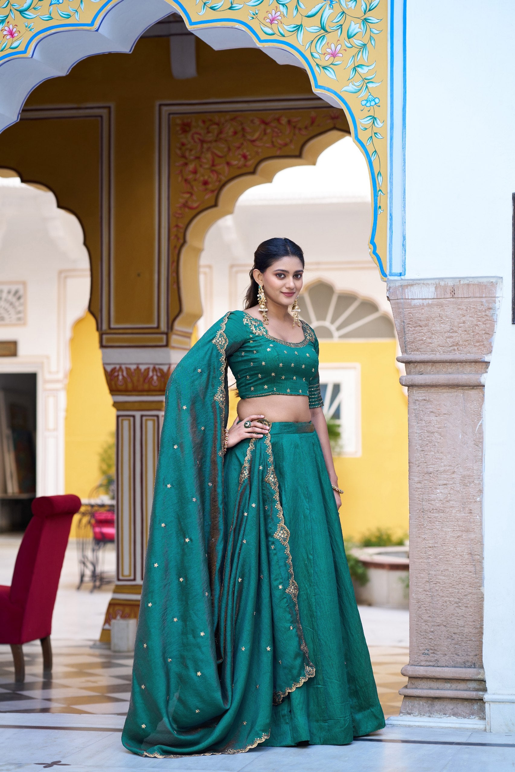 Peacock NC Silk Lehenga Choli Set with Embroidered Blouse Fabric