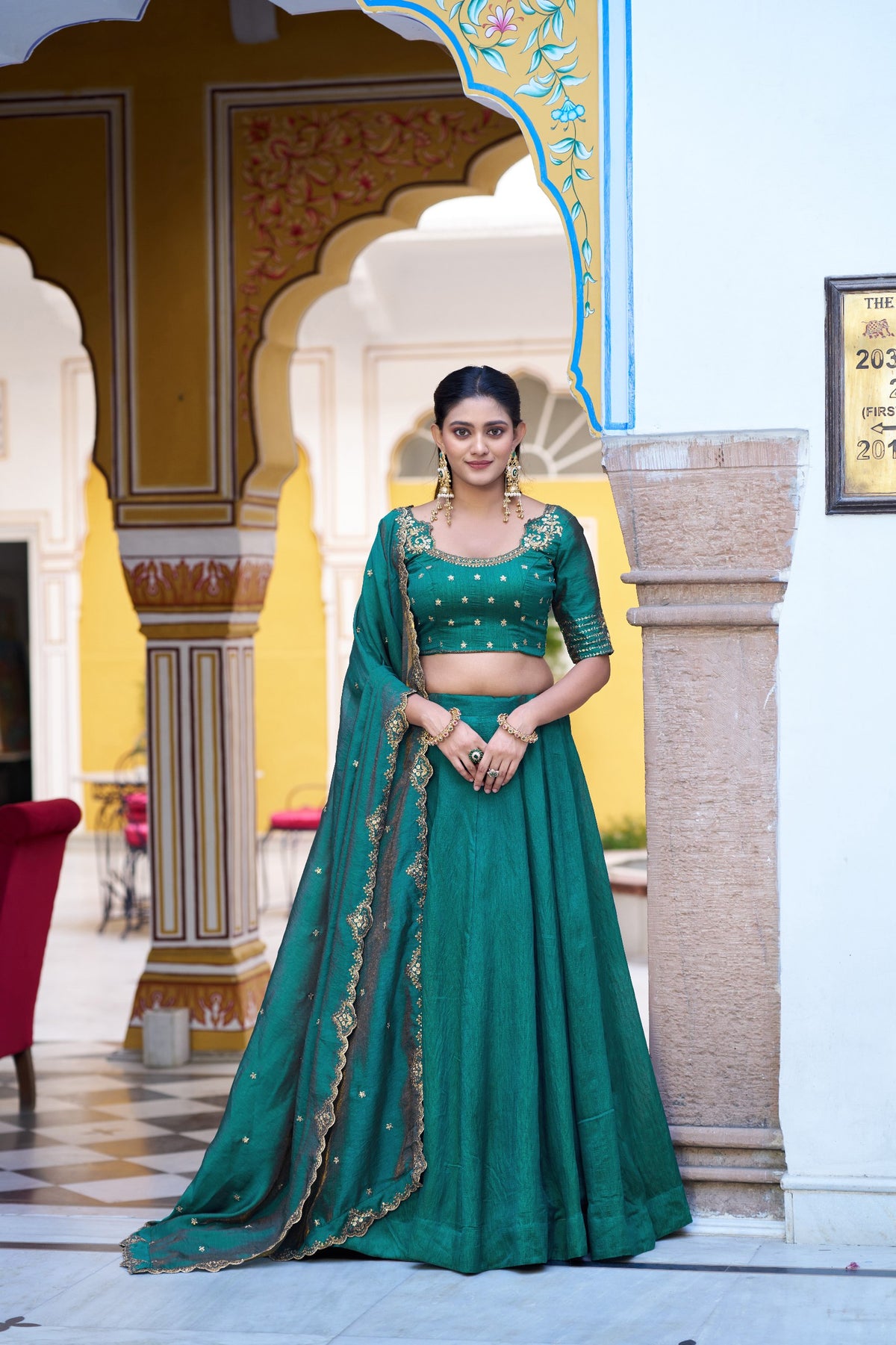 Peacock NC Silk Lehenga Choli Set with Embroidered Blouse Fabric