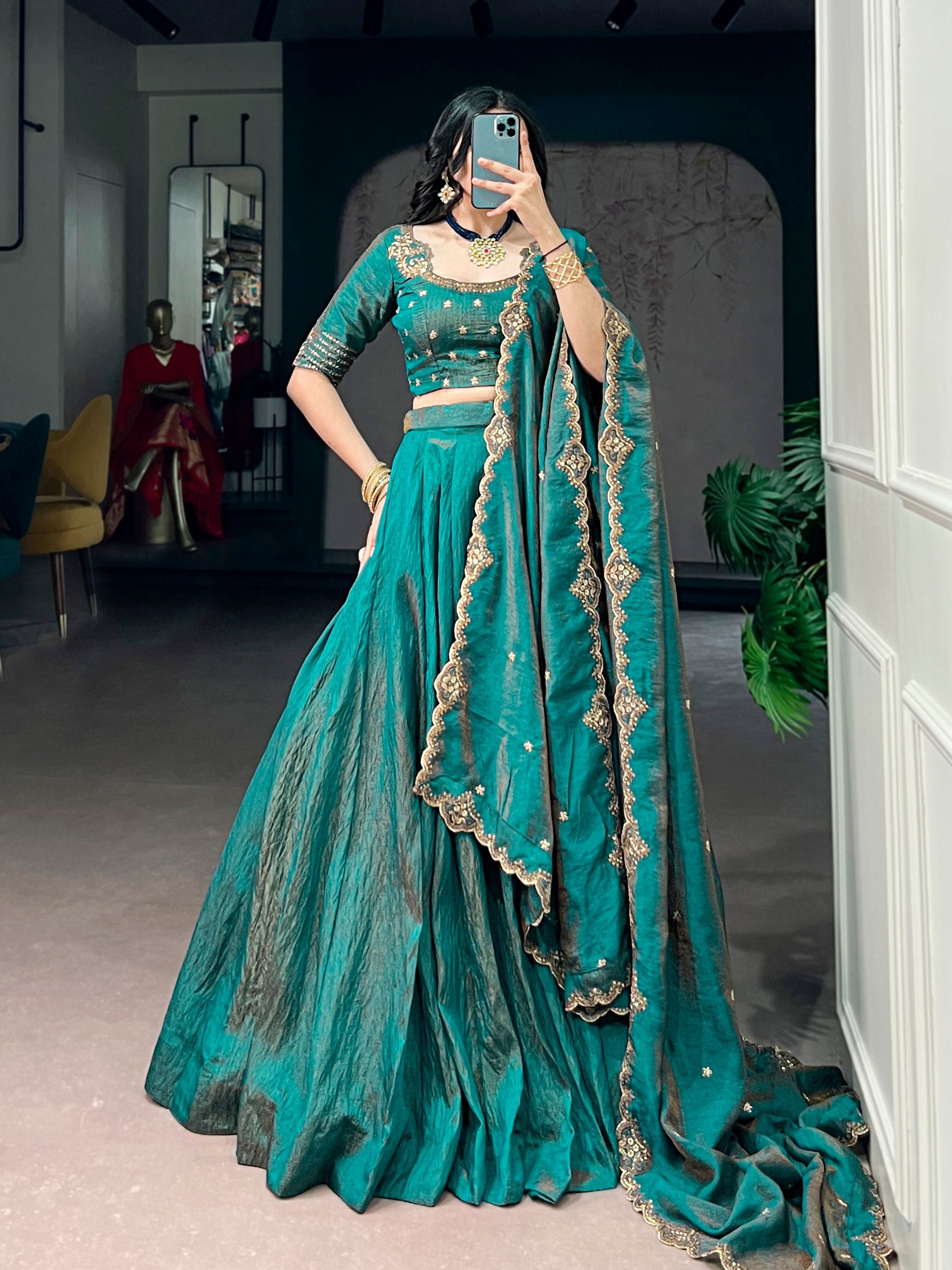 Peacock NC Silk Lehenga Choli Set with Embroidered Dupatta