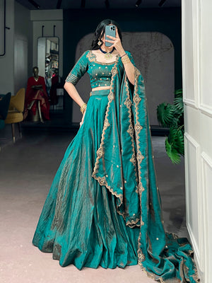 Peacock NC Silk Lehenga Choli Set with Embroidered Dupatta