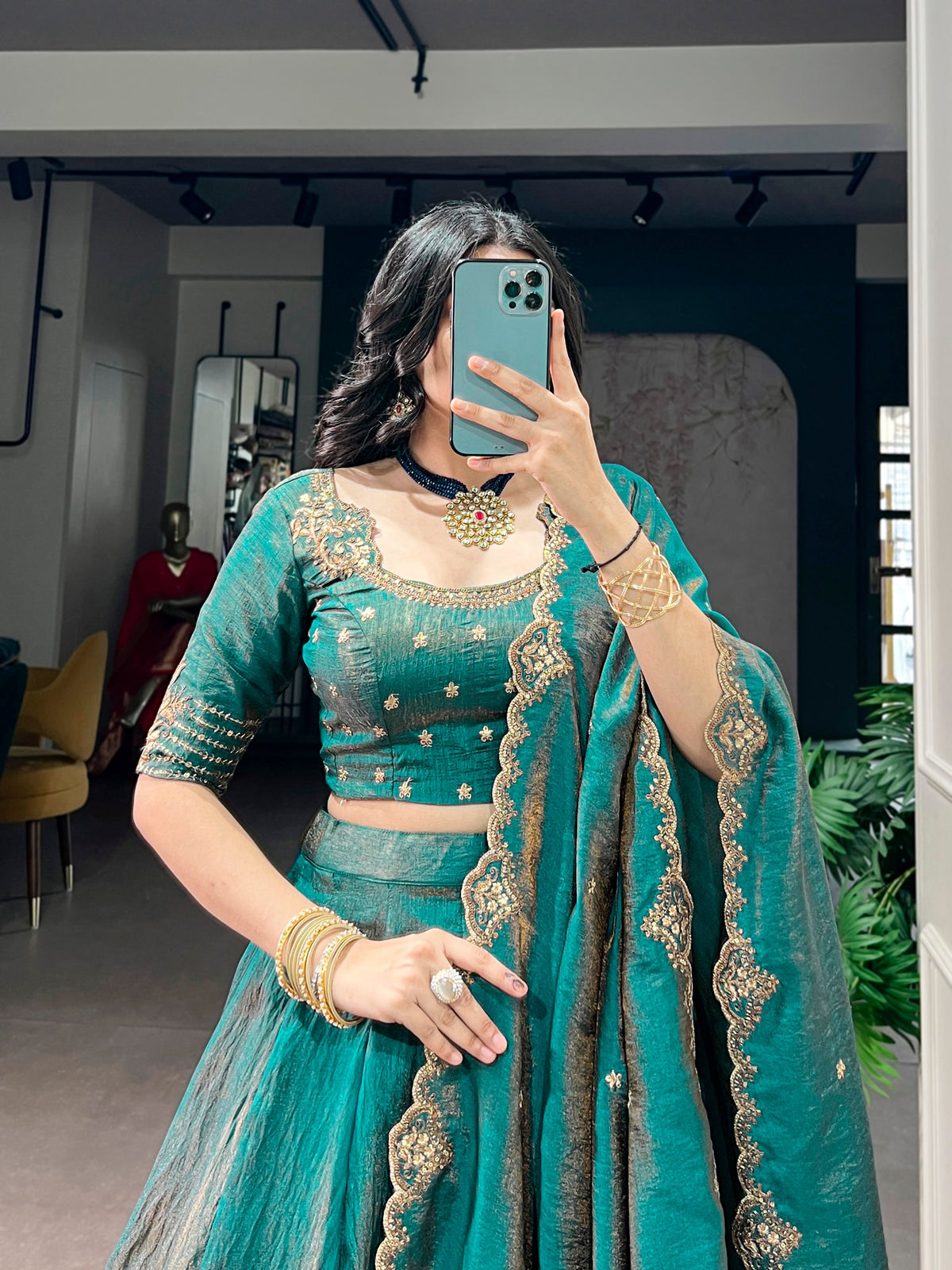Peacock NC Silk Lehenga Choli Set with Embroidered Dupatta