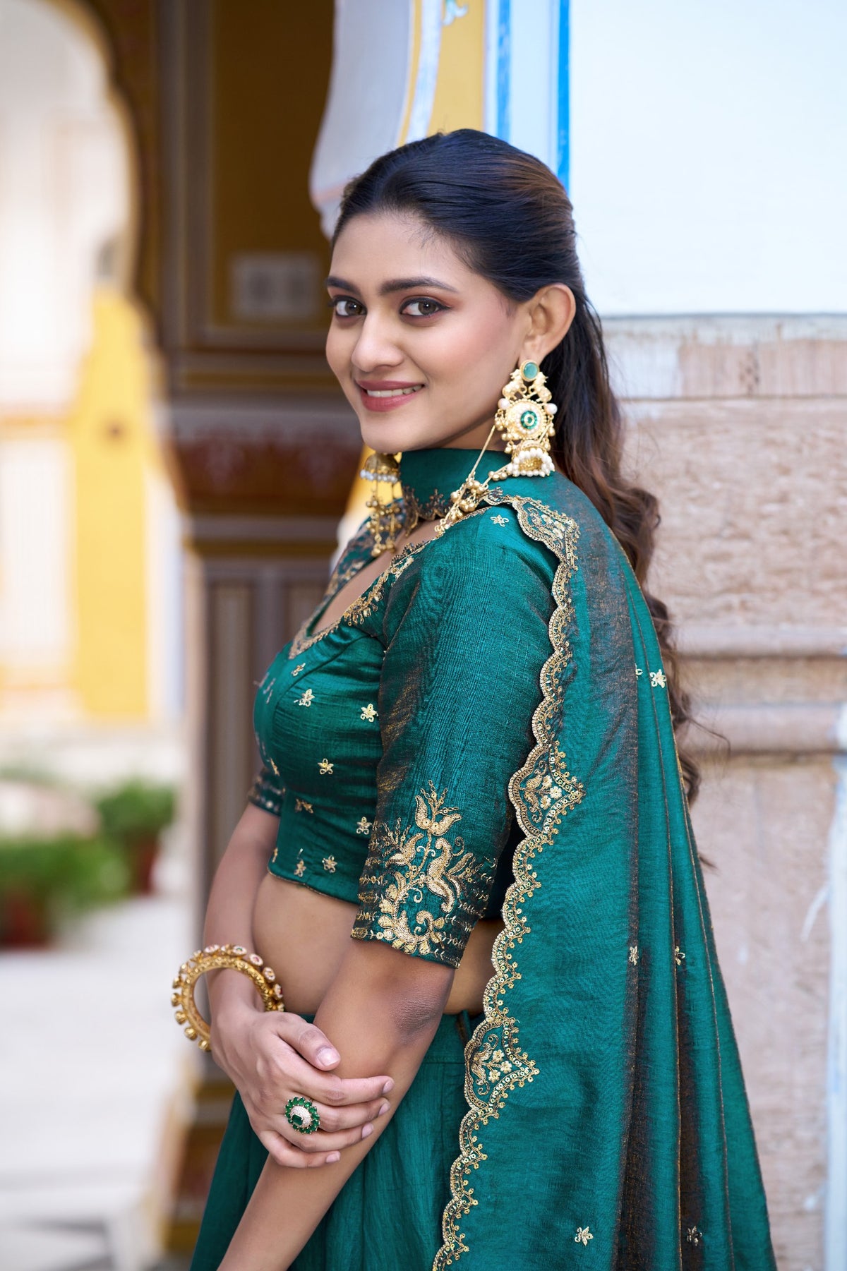 Peacock NC Silk Lehenga Choli Set with Embroidered Blouse Fabric