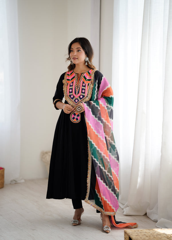 Premium Designer Khadi Cotton Gown Set with Pant & Dupatta