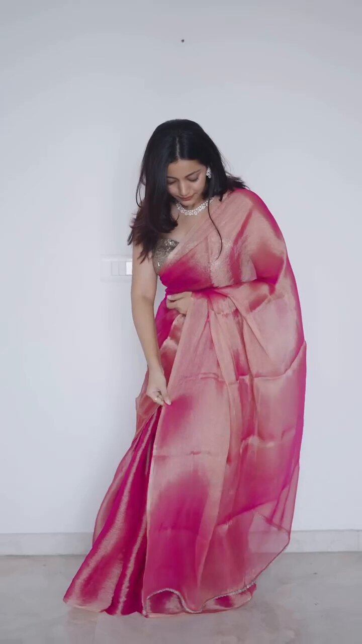 Jimichu Barbari Saree with Mono Silk Blouse Featuring Coconut Sequence Embroidery