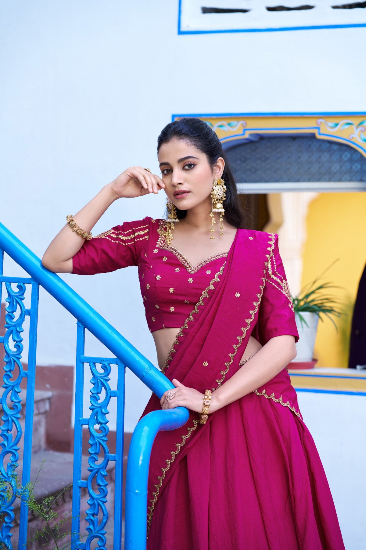 Pink NC Silk Lehenga Choli Set with Embroidered Blouse Fabric