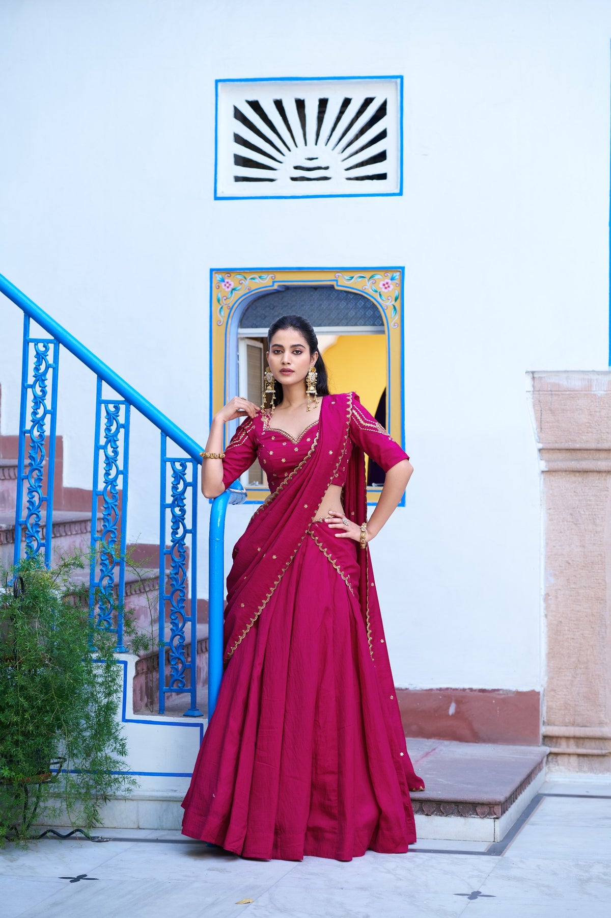 Pink NC Silk Lehenga Choli Set with Embroidered Blouse Fabric