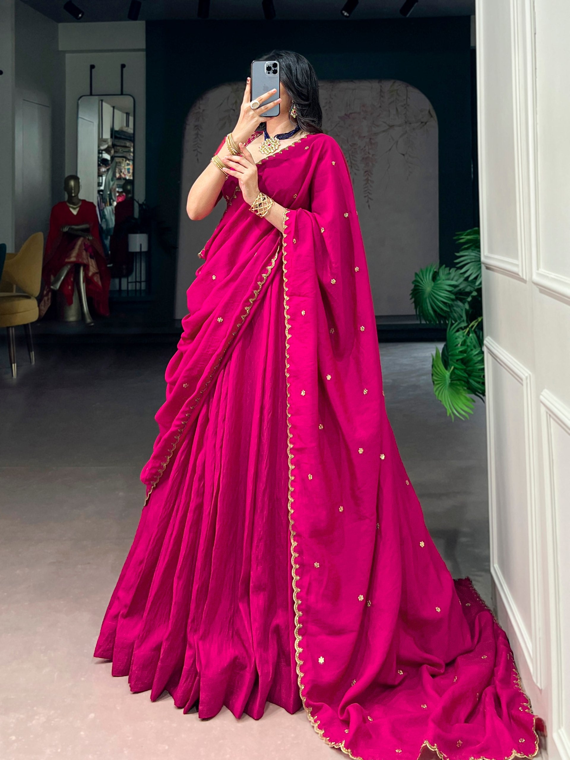 Pink Royal NC Silk Lehenga Choli Set with Embroidered Dupatta