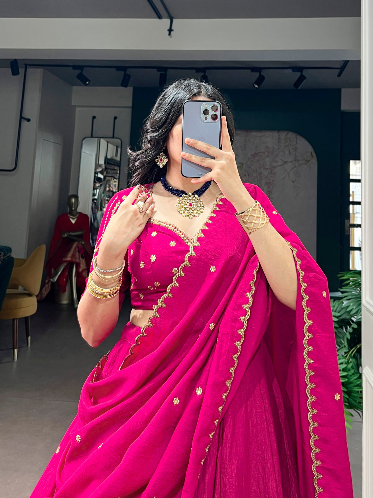 Pink Royal NC Silk Lehenga Choli Set with Embroidered Dupatta