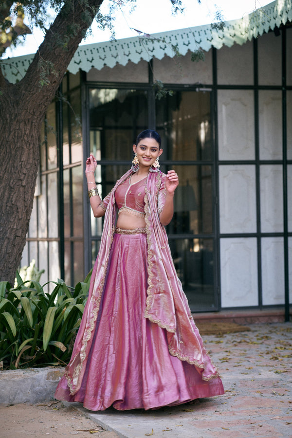 Pink Sequin Embroidered Fendi Lehenga Choli Set